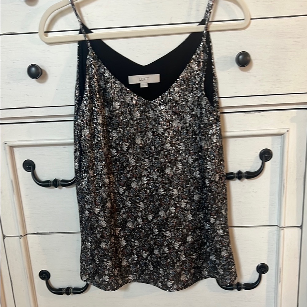 LOFT Black and White Floral Camisole